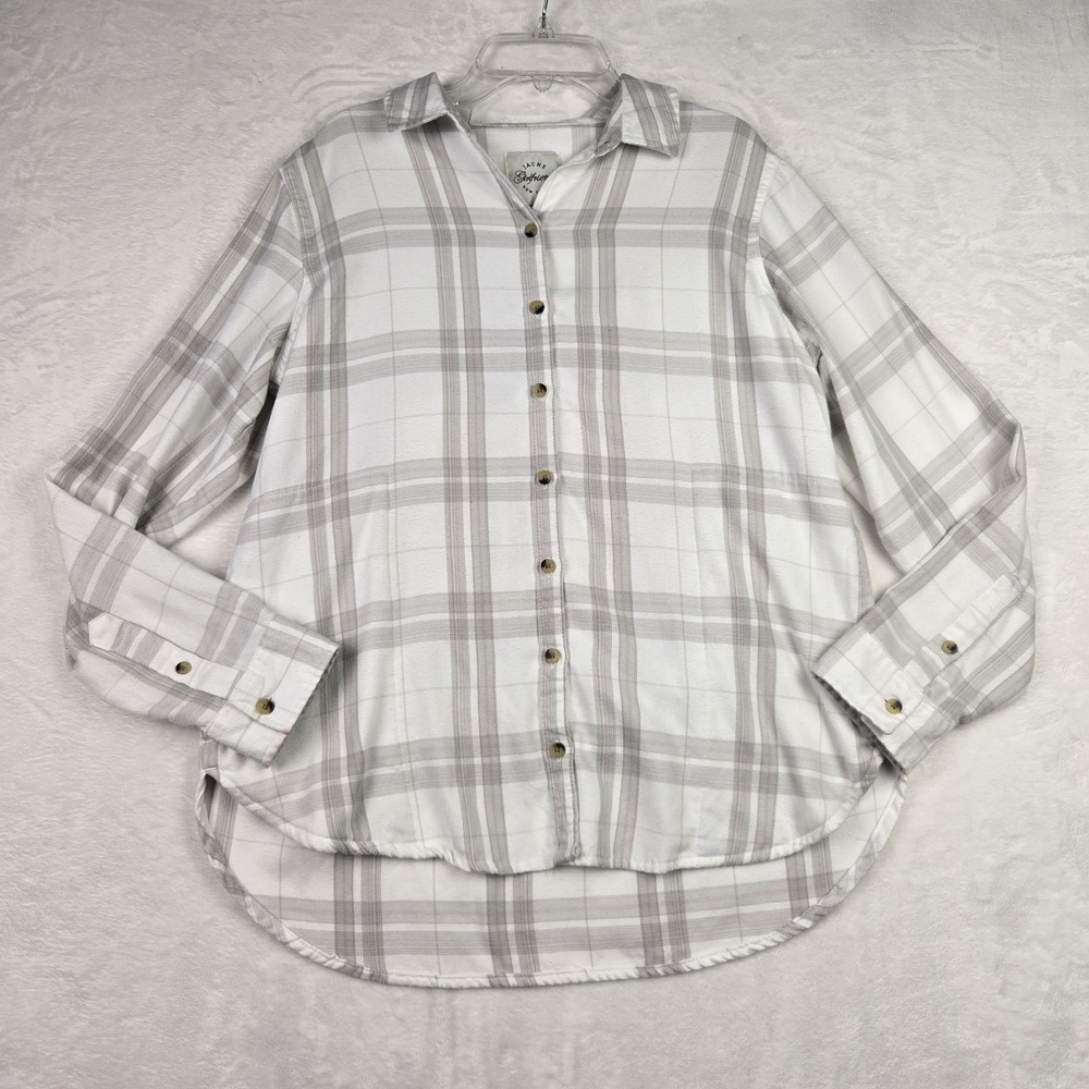 Jach's Girlfriend New York White Gray Plaid Shacket‎ Size Medium Button Up